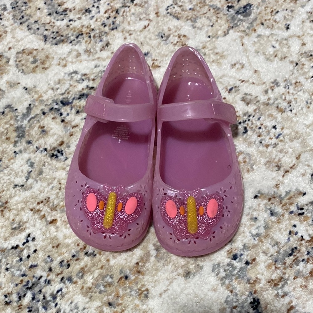 Old Navy Pink and Gold Dress Shoes with Butterfly Design